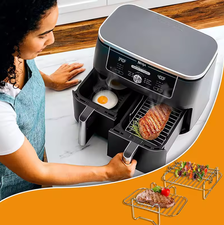 Freidora electrica NINJA con doble compartimiento